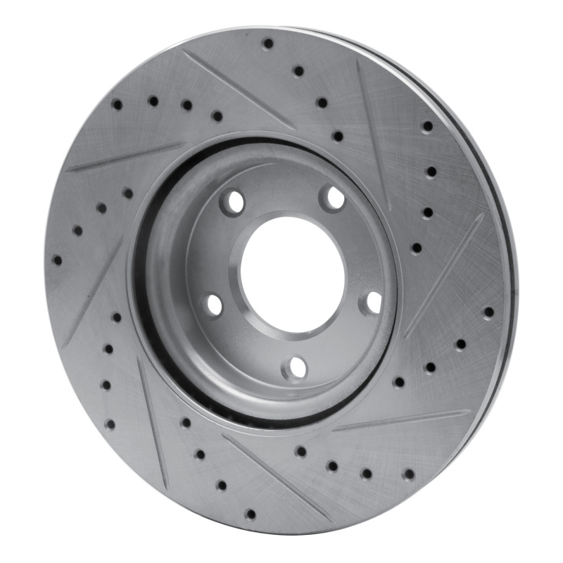 Mazda 3 Brake Rotor (1) - Front Left - R1 Concepts - Drilled & Slotted - Silver - `04-`15